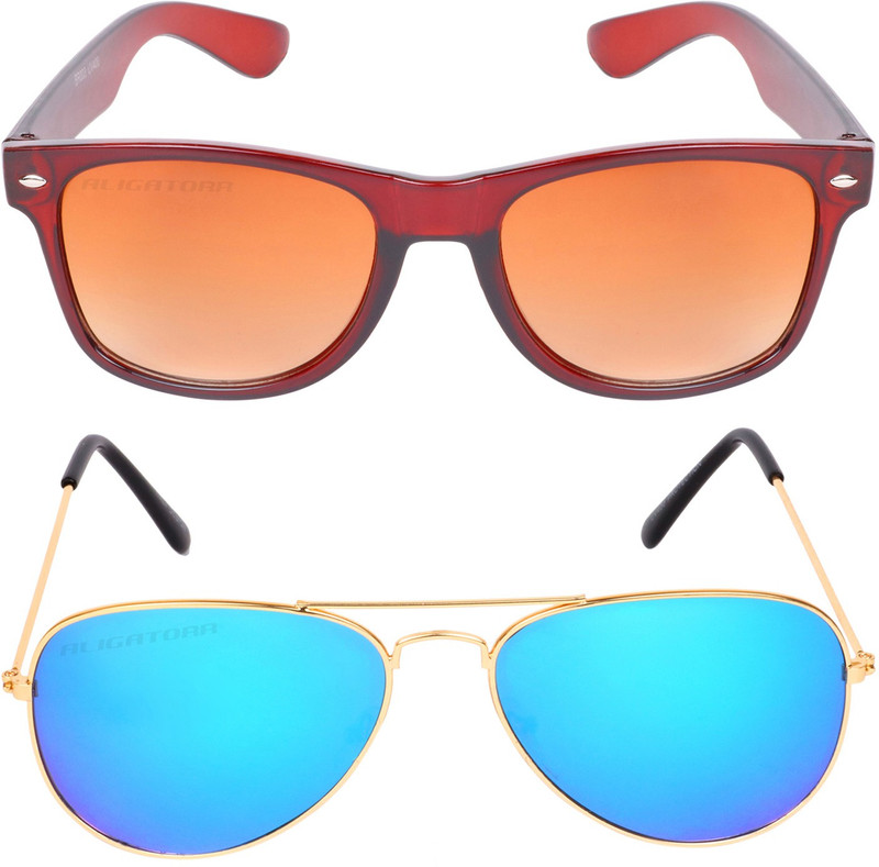 Criba Wayfarer, Aviator Sunglasses(Golden, Blue) Criba Wayfarer, Aviator Sunglasses(Golden, Blue)