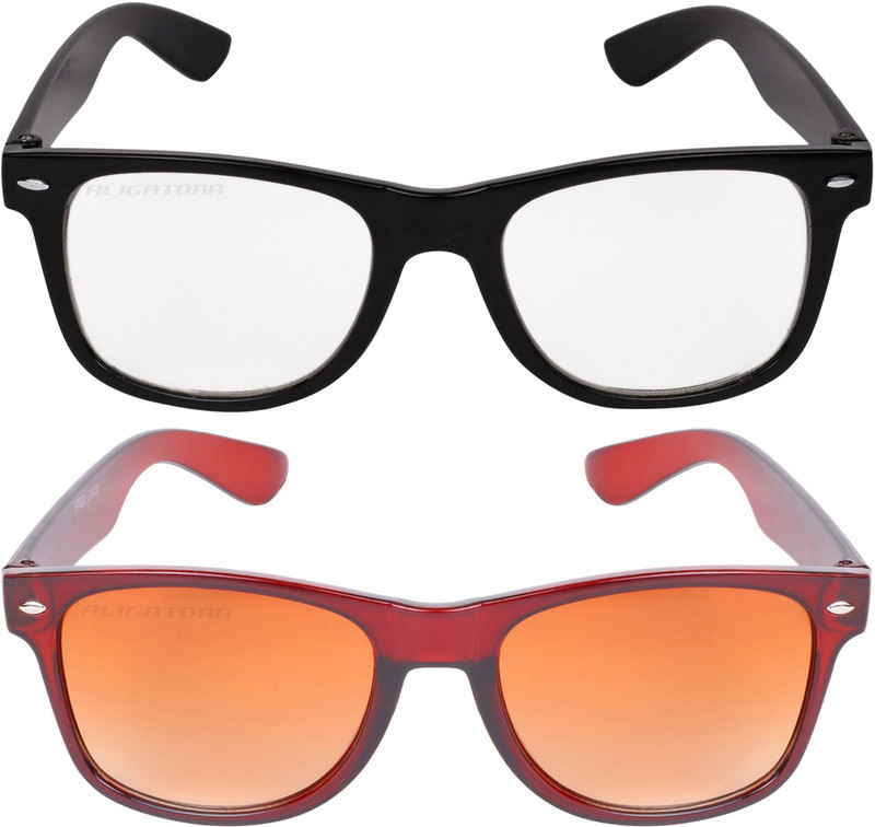 Aligatorr Wayfarer Sunglasses(Clear, Golden)