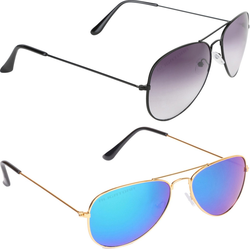 Aligatorr Aviator Sunglasses(Grey, Blue)
