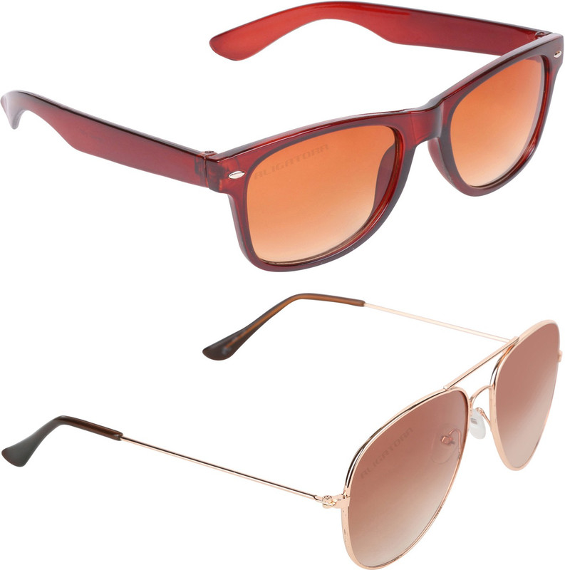 Aligatorr Aviator, Wayfarer Sunglasses(Brown)