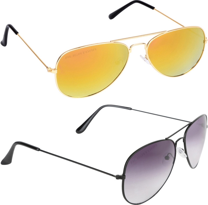 Aligatorr Aviator Sunglasses(Yellow, Black)