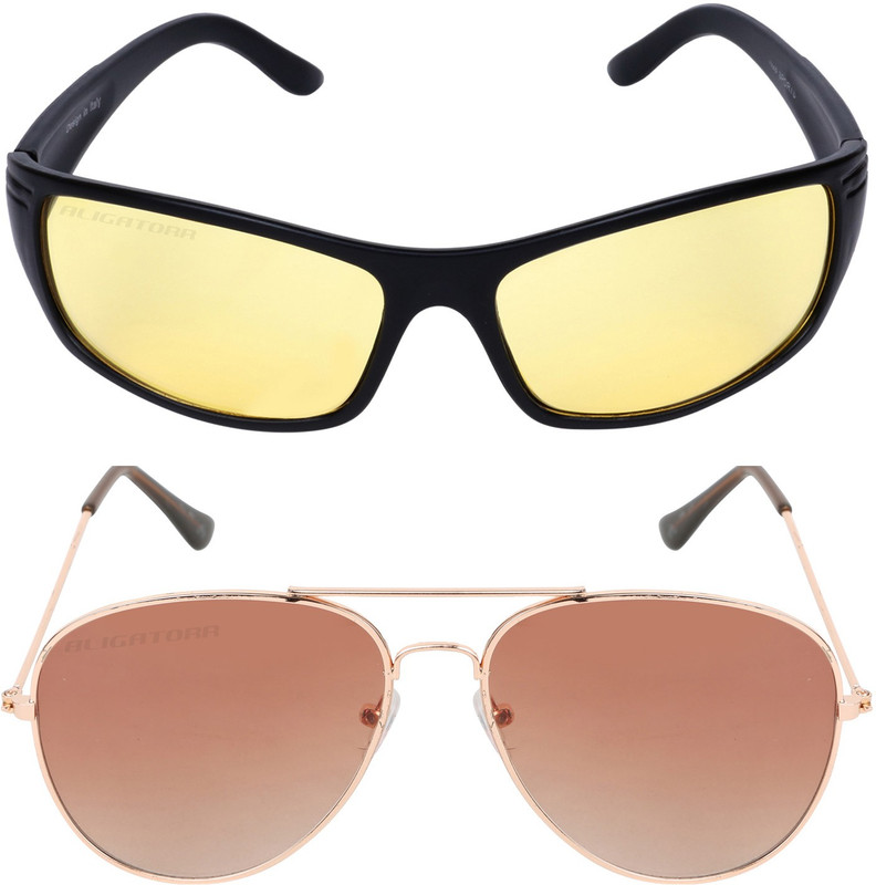 Aligatorr Aviator, Retro Square Sunglasses(Blue, Brown)