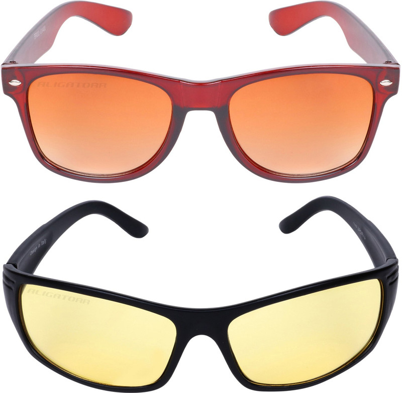 Aligatorr Wayfarer, Retro Square Sunglasses(Golden, Yellow)