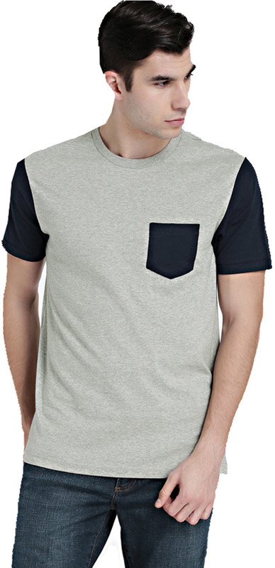 stylepick Color Block Men Round Neck Grey, Black T-Shirt