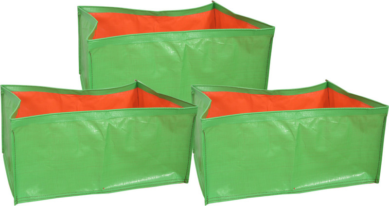 voolex Terrace Gardening HDPE Rectangle Grow Bags for Vegetable Plants (18"x12"x8" Inches) - [46cms(L) X30cms(W) X20cms(H)] - Pack of 3 Grow Bag