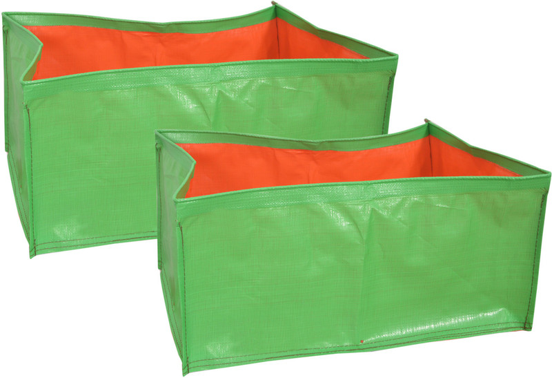 voolex Terrace Gardening HDPE Rectangular shape Grow Bags for Vegetable Plants (18"x12"x12" Inches) - [46cms(L) X30cms(W) X30cms(H)] - Pack of 2 Plant Container(Polyresin, External Height - 12 cm)
