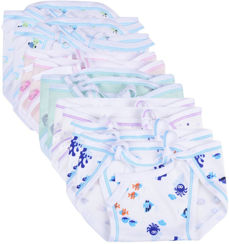 mile fashion New Born Washable Reusable Hosiery Cotton Diapers/Nappy 0-6 Months (Multicolour) - Pack of 12