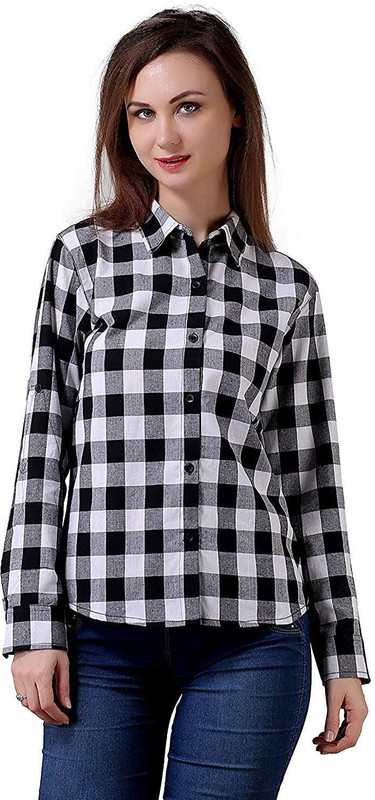 aaj collection Women Solid, Checkered Casual Multicolor Shirt