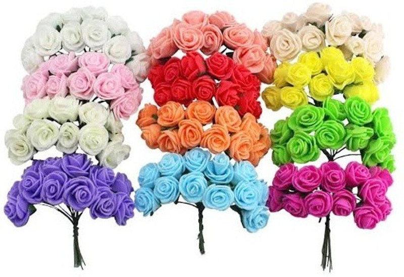 devine Multicolor Rose Artificial Flower(4.5 inch, Pack of 72)