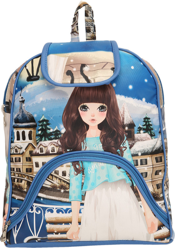 qooqle BLUE PURPLE COLOR 3D DOLL GIRLS Waterproof Backpack(Dark Blue, 10 L)