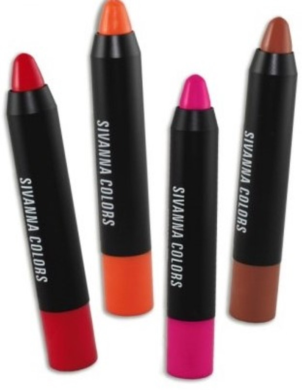 sivanna colors sivanna color lipstick pencil pack of 4(light brown, pink, 15 ml)