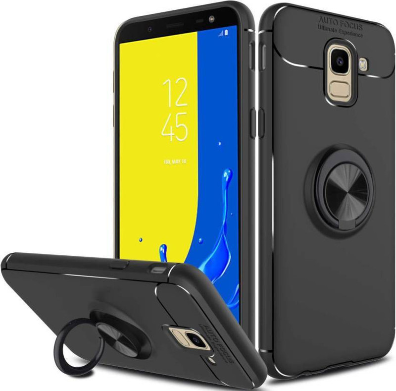 stylewale Back Cover for SAMSUNG GALAXY J6 PLUS SLEEK RUBBERISED RING STAND CASE(BLACK, Dual Protection)