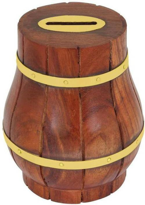 all crafts art wooden bank Coin Bank(Brown)