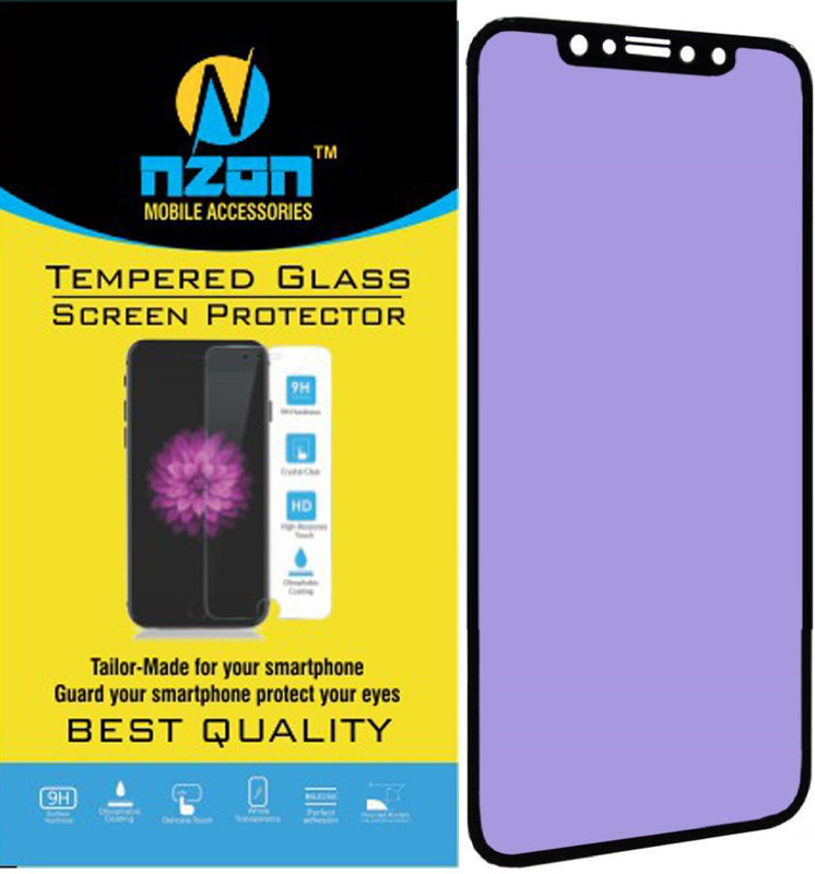 nzon Edge To Edge Tempered Glass for iPhone Xs max Tempered Glass Anti-Blue ray, Anti-Glare Anti-Fingerprint Protective Anti-Blue Ray with Full Coverage Tempered Glass for iPhone Xs Max (Case Friendly)-Blue(Pack of 1)