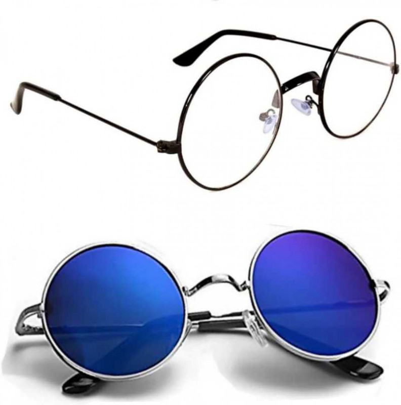 kingsunglasses Round, Round Sunglasses(Clear, Blue)
