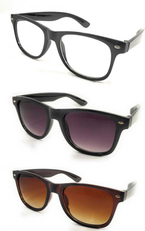 kingsunglasses Wayfarer Sunglasses(Clear, Black, Brown)