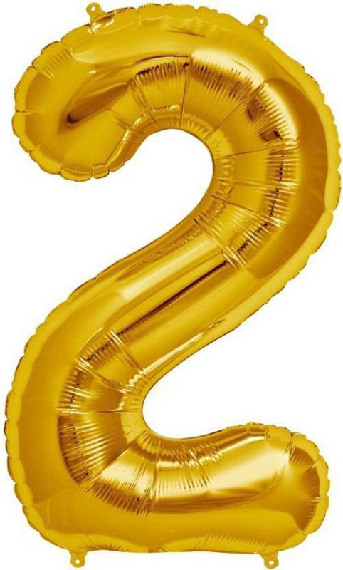 kubergift Solid Foil gold number ballon 2 Balloon(Gold, Pack of 1)