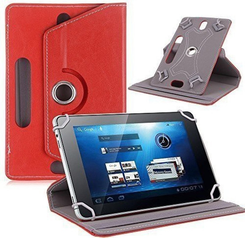 TGK Flip Cover for Micromax Canvas tab P480 Tablet 7 inch(Red, Cases with Holder)