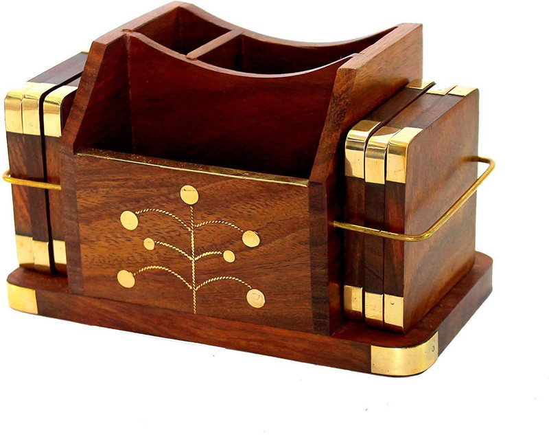 nature crafts Rectangle Wood Coaster(Pack of 6)