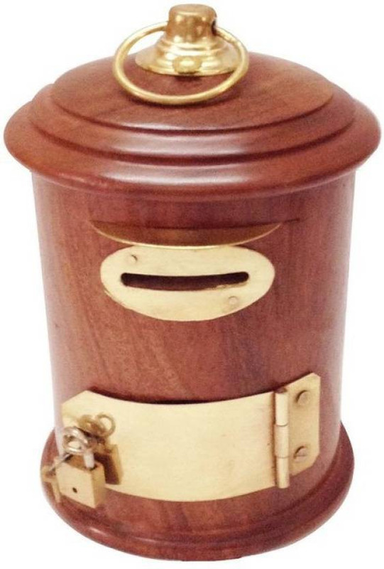 all crafts art wooden money bank clacecl Coin Bank(Brown)