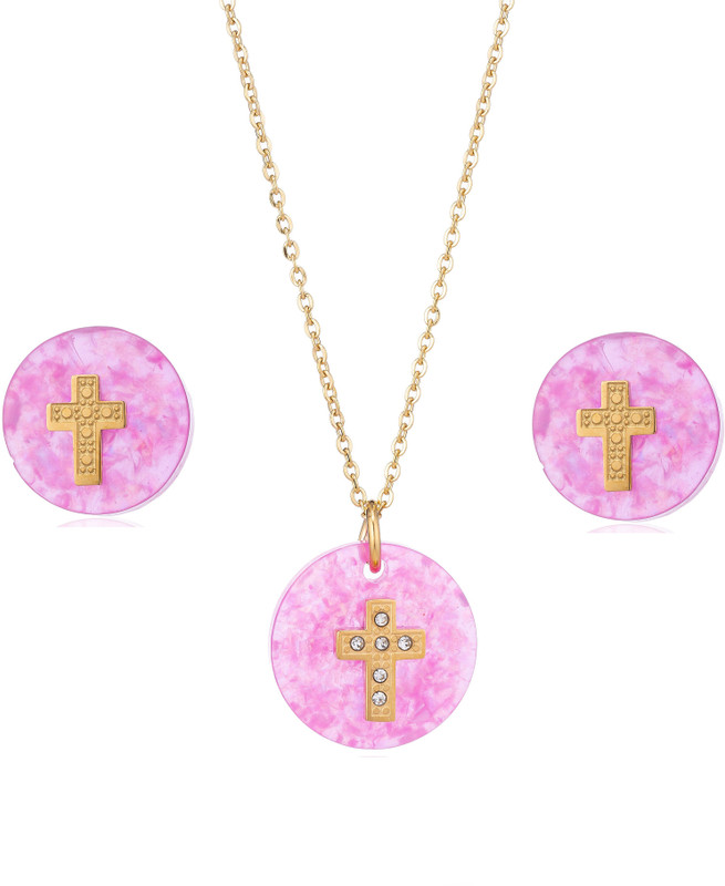 saphira Alloy Jewel Set(Gold, Pink)