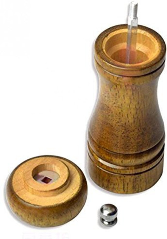 Right Traders 10 inch Wooden Pepper Salt Spice Corn Mill Grinder Muller Wood Traditional Pepper Mill(Multicolor, Pack of 1)