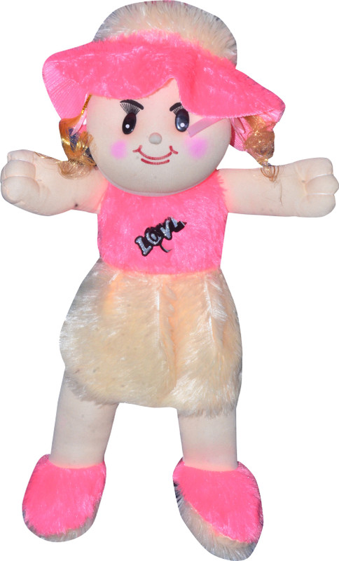 omi toys My Baby Excel Plush Doll With Hat Pink with Cream  - 30 cm(Pink With Cream)