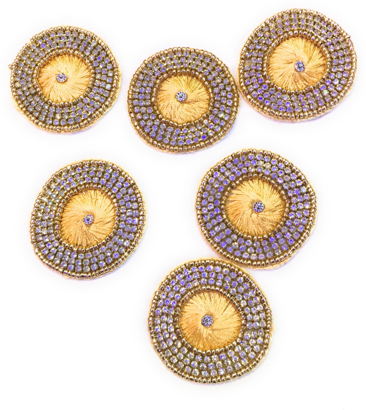 xldreams 6 Beautiful Gold Round Patches for blouse/Lehenga