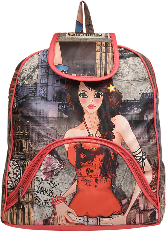 qooqle CARROT RED COLOR 3D DOLL GIRLS Waterproof Backpack(Red, 10 L)
