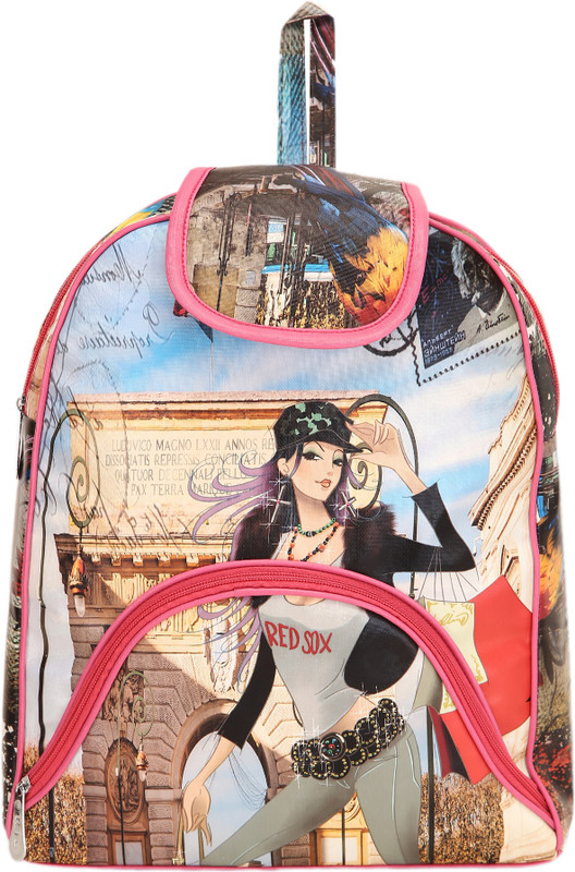 qooqle PINK COLOR 3D DOLL GIRLS Waterproof Backpack(Pink, 10 L)