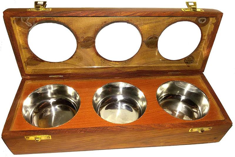 nature crafts Dry Fruit/Spice Box  - 400 ml Wood Spice Container(Brown)