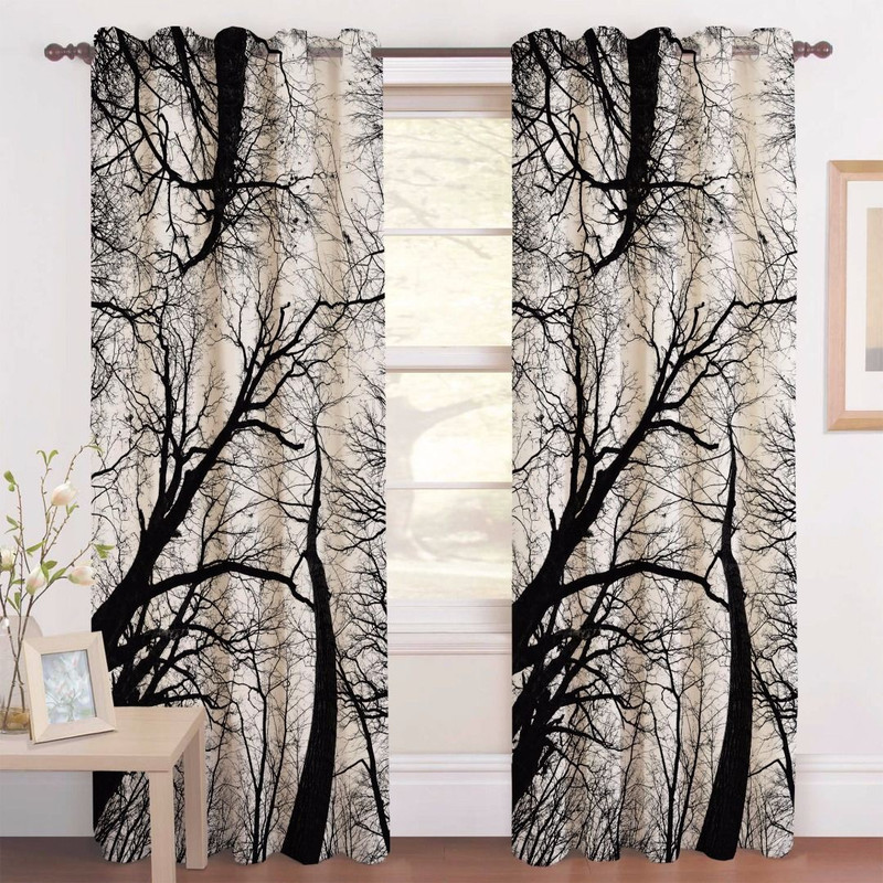 tyagiji 152 cm (5 ft) Polyester Door Curtain Single Curtain(Printed, Black)