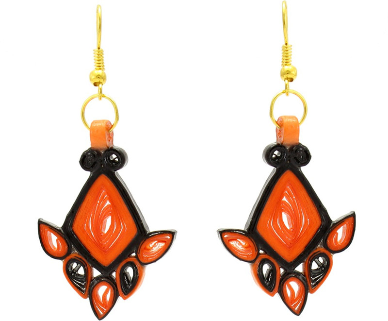 fashionly Paper Water Resistant black and orange stylish antique Paper Drops & Danglers