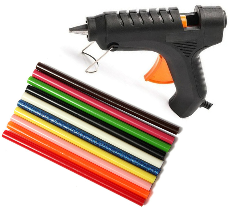 iwill GLUN BLACK 40W 40WATT WITH 10 MULTI COLORED FLUORESCENT STICKS Standard Temperature Corded Glue Gun(11 mm)