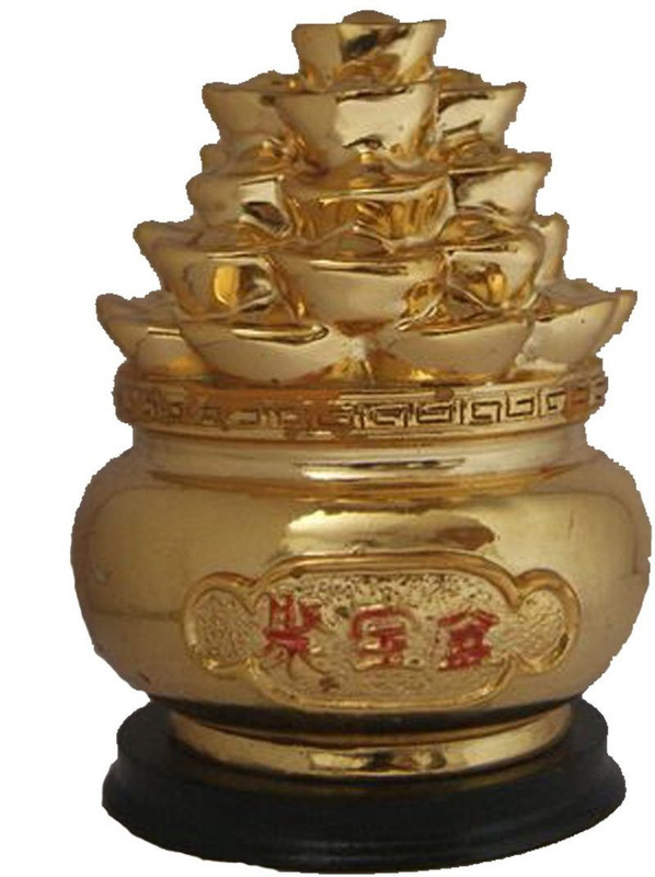 aristocrate store Feng Shui Gold Ingot Wealth Pot Decorative Showpiece  -  10.5 cm(Polyresin)