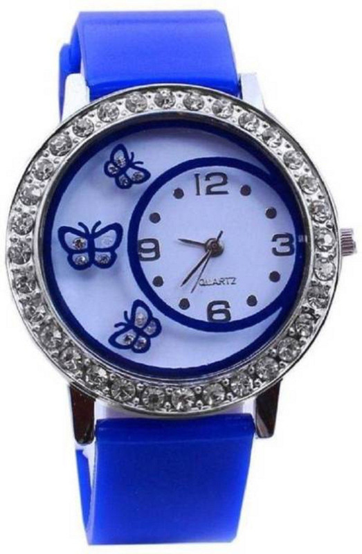 snapcrowd 312BUTTERFLYBLUE Studded Dial Butterfly Stylish PU Belt Watch For Girls & Women Analog Watch  - For Women
