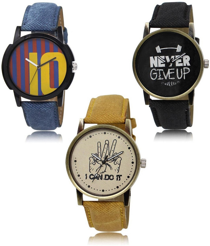 stylelime LR-10-27-30 Hot Selling Premium Quality Collection Latest Set of 3 Stylish Attractive Professional Designer Combo Analog Watch  - For Men