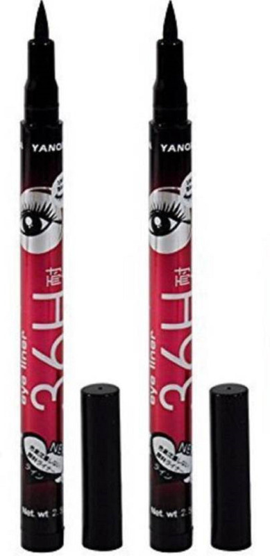 Glamzone waterproof liquid eye liner 36 hours stay pack of 2 5 g (Black) 6 ml(Black)