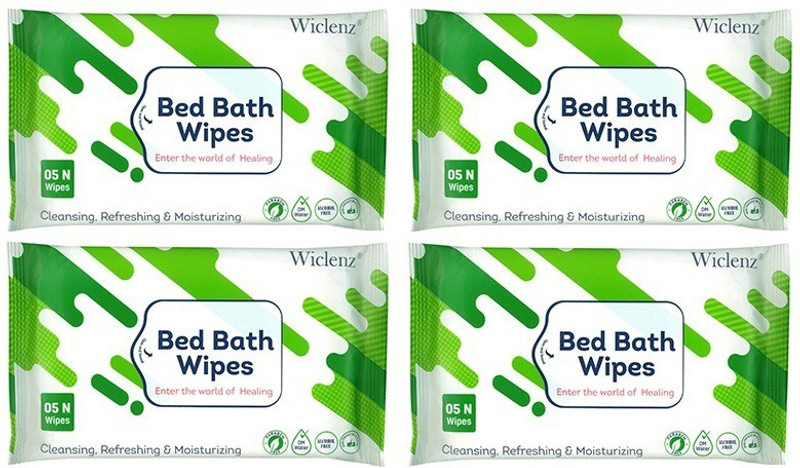 wiclenz Bed Bath Wipes XL - Pack of 5 Wipes - Pack of 4(Pack of 5)