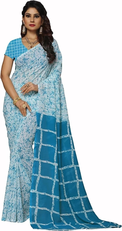 vedvastlay Printed Daily Wear Georgette Saree(Light Blue)