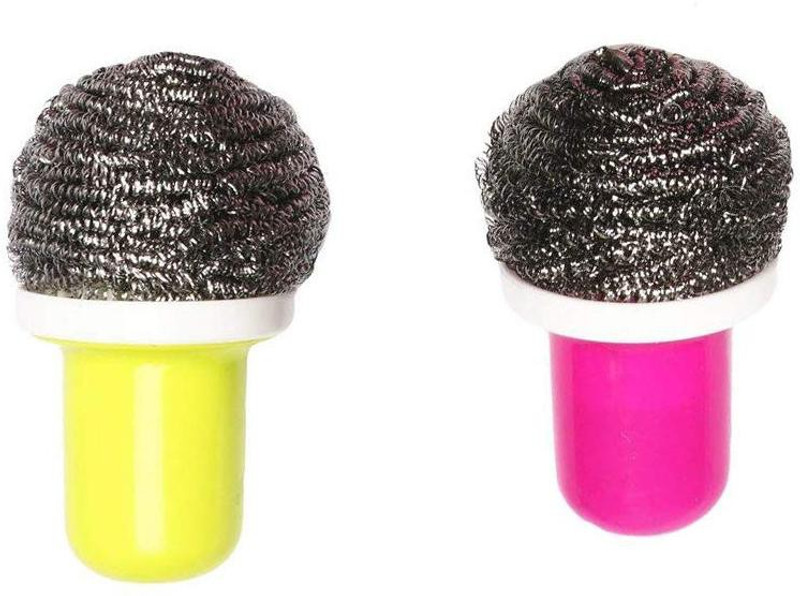 pruner Kitchen Dish Washer \ cleaner Steel Wool Utensils Cleaning Scrubber With Handle Scrub Pad (Regular) pack of 2 Scrub Pad(Regular, Pack of 2)