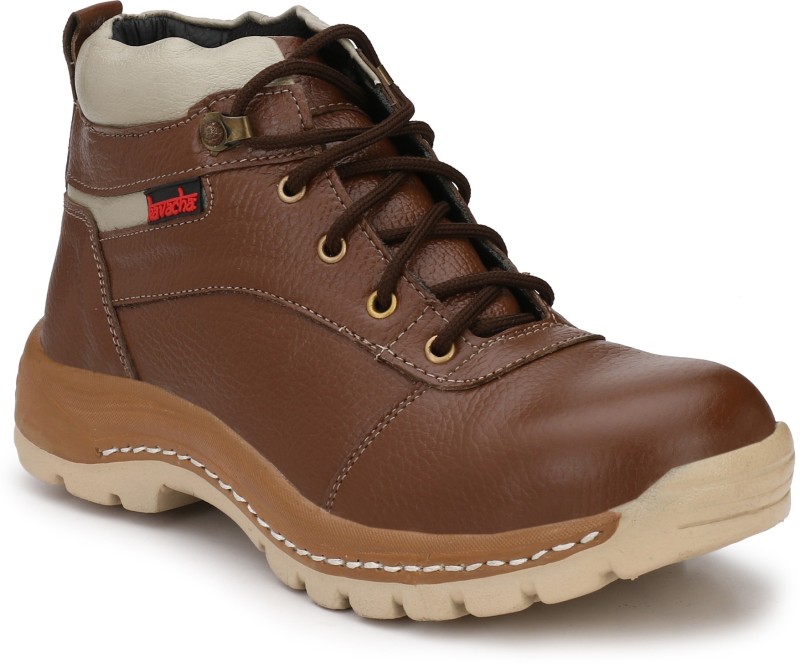 Kavacha Pure leather Steel Toe Safety Shoe , S46 Outdoors For Men(Brown)