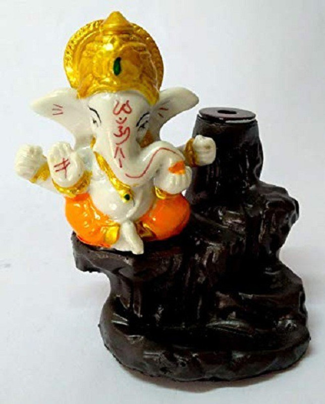 vibgyor Dhoop Smoke Backflow Cone Incense Holder Stand with Ganesh Idol (Multicolour) Decorative Showpiece  -  10 cm(Ceramic, Multicolor)