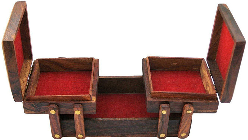 nature crafts Flip Flap Jewellery Box storing Jewellery Vanity Box(Brown)