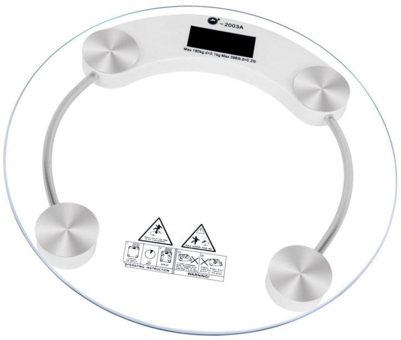 zelenor Personal Health Human Body Weight Machine 2003A Round Glass Weighing Scale Weighing Scale(White)