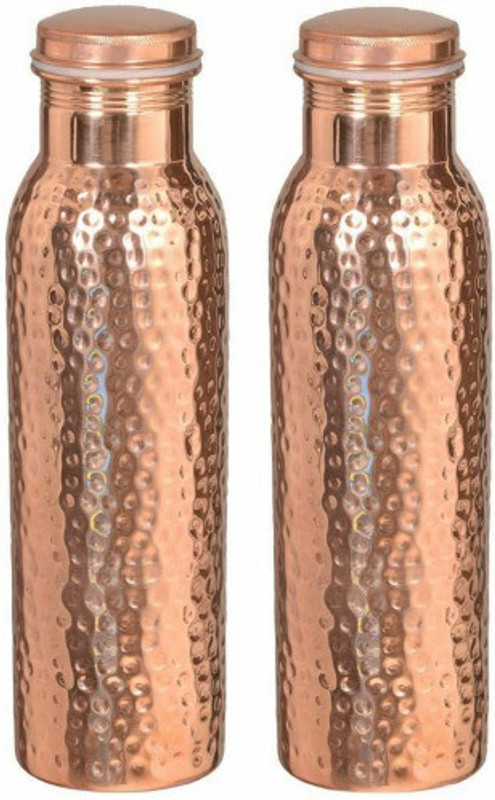 svcrafts Copper Bottle_HB02 1000 ml Bottle(Pack of 2, Brown)