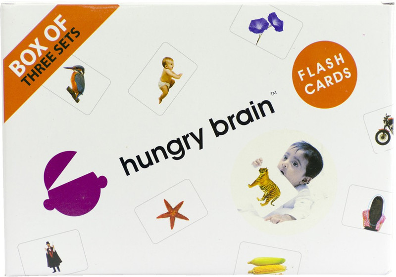 hungry brain BOX OF 3 B Flash cards- Easy & fun way of learning-Gift box for kids(Purple)