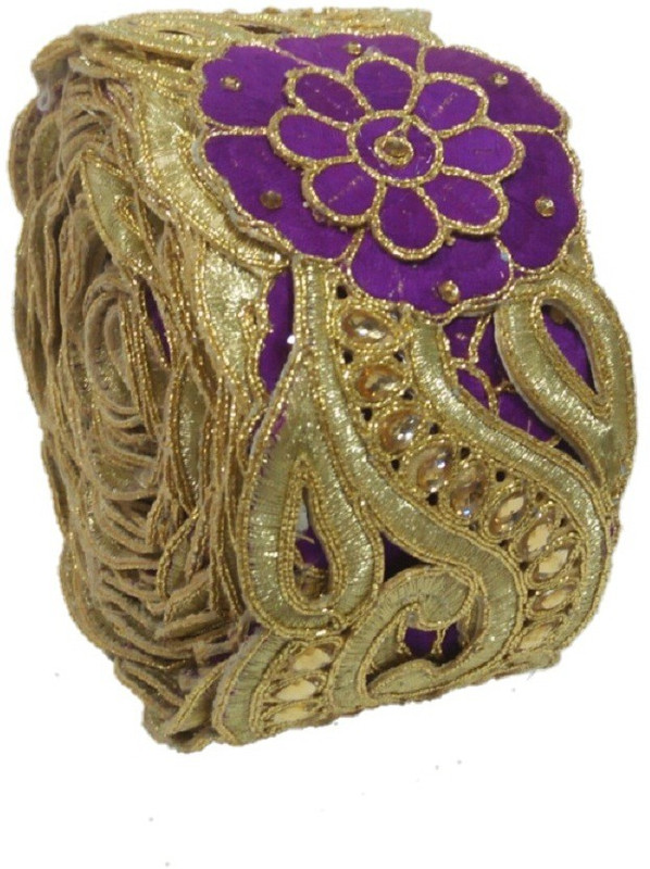 ramdev lace all type of fancy and beautiful embroidery lace (lenth -9 meter/ width-7 cms) 336 (purple) Lace Reel(Pack of 1)