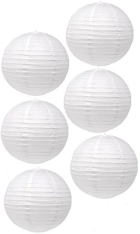 decogram round paper lantern White Paper Hanging Lantern(30 cm X 30 cm, Pack of 6)