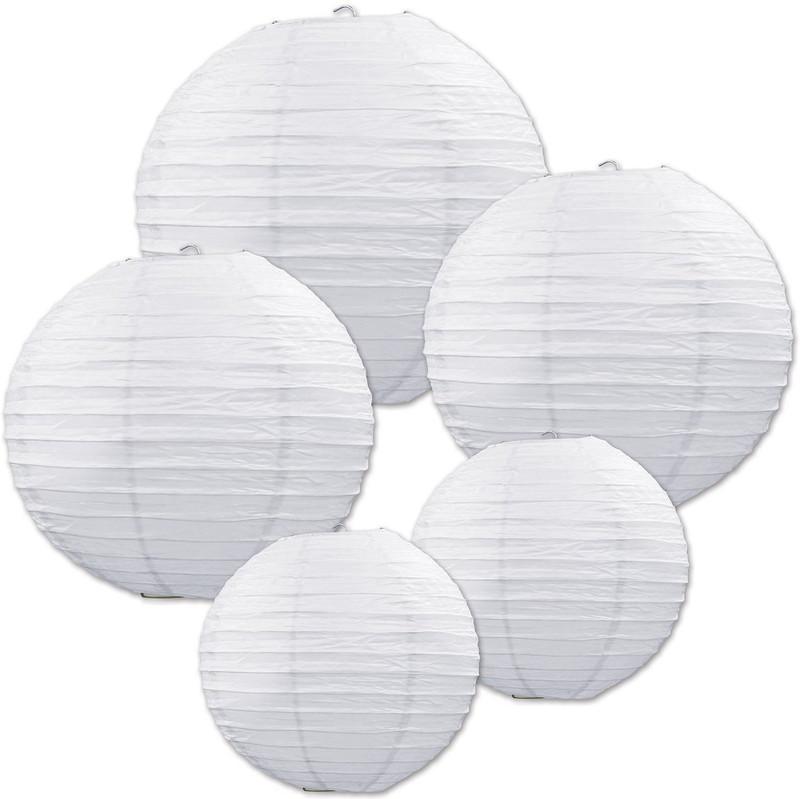 decogram hanging lamps White Paper Hanging Lantern(30 cm X 30 cm, Pack of 5)